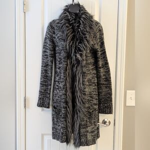 BCBGMaxAzria Textured Black and Gray Sweater Cardigan Large  BoHo Whimsigoth